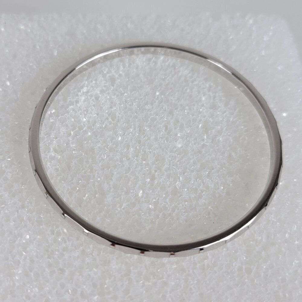 Vintage Monet Silver Plated Textured Bangle Bracelet S 7.5" Signed